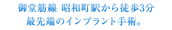 御堂筋線 昭和町駅から徒歩3分 最先端のインプラント治療。